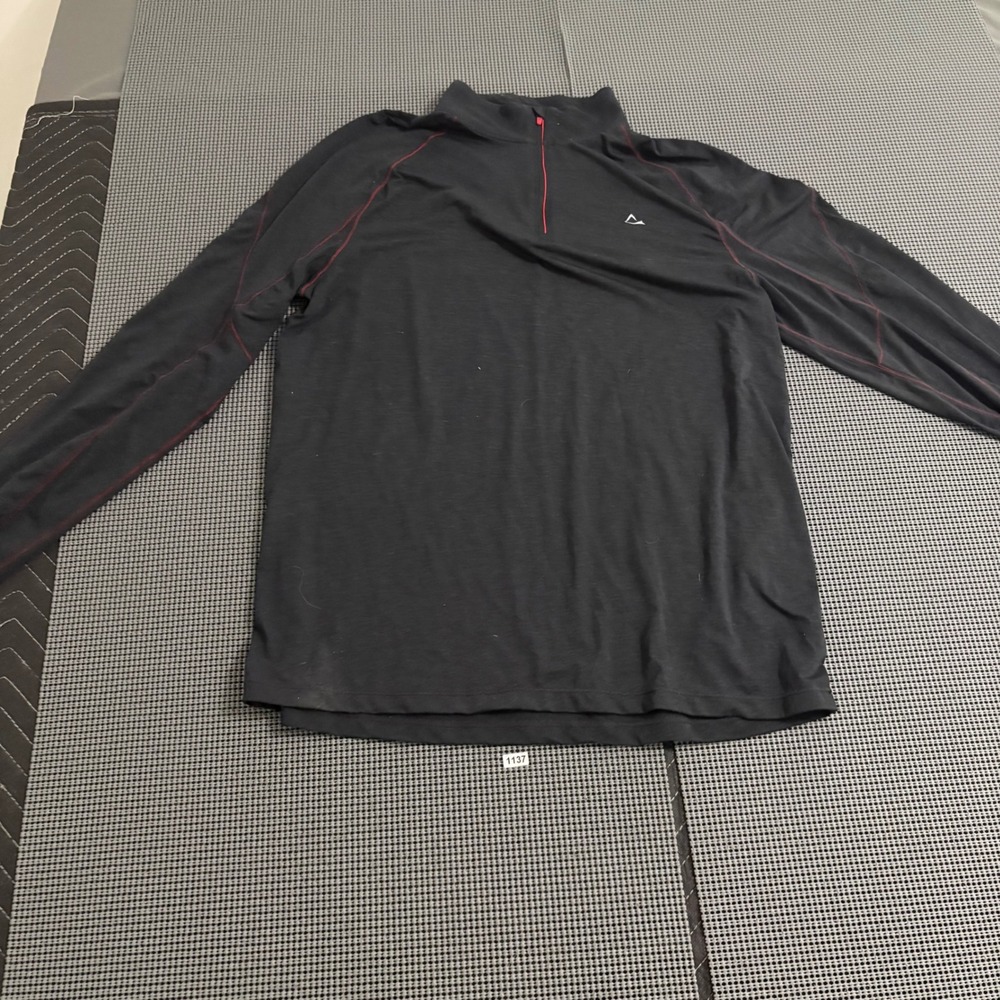 Paradox Mens Merino Blend Quarter Zip Base Layer Top Black Red Stitching 8P9319
